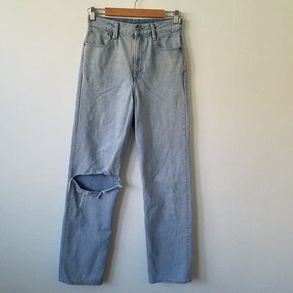 G-Star Denim - G-Star Raw Tedie Ultra High Rise Straight Distressed Blue Jeans 27x32